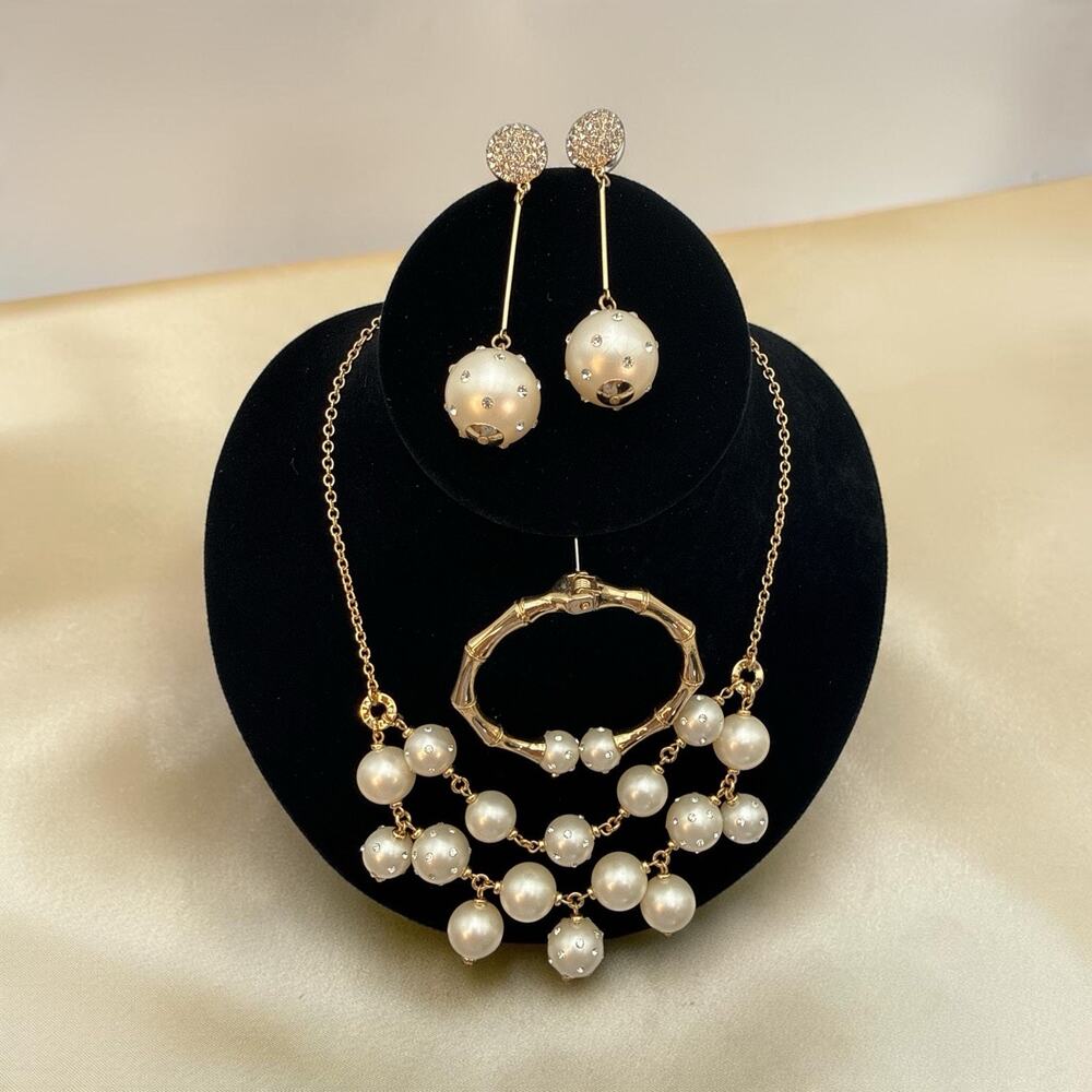 Lilly Pulitzer Catch Me Pearl Necklace, Cosmic Sky Pearl Drop Earrings/Bracelet